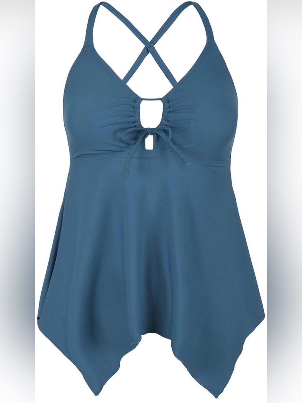 Dark Green Plus Size Swim Top With Adjustable Straps and Built-In Bra - Picture 4 of 6